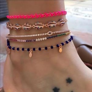 NEW Bohemian Shell Bead Pink Ankle Bracelet